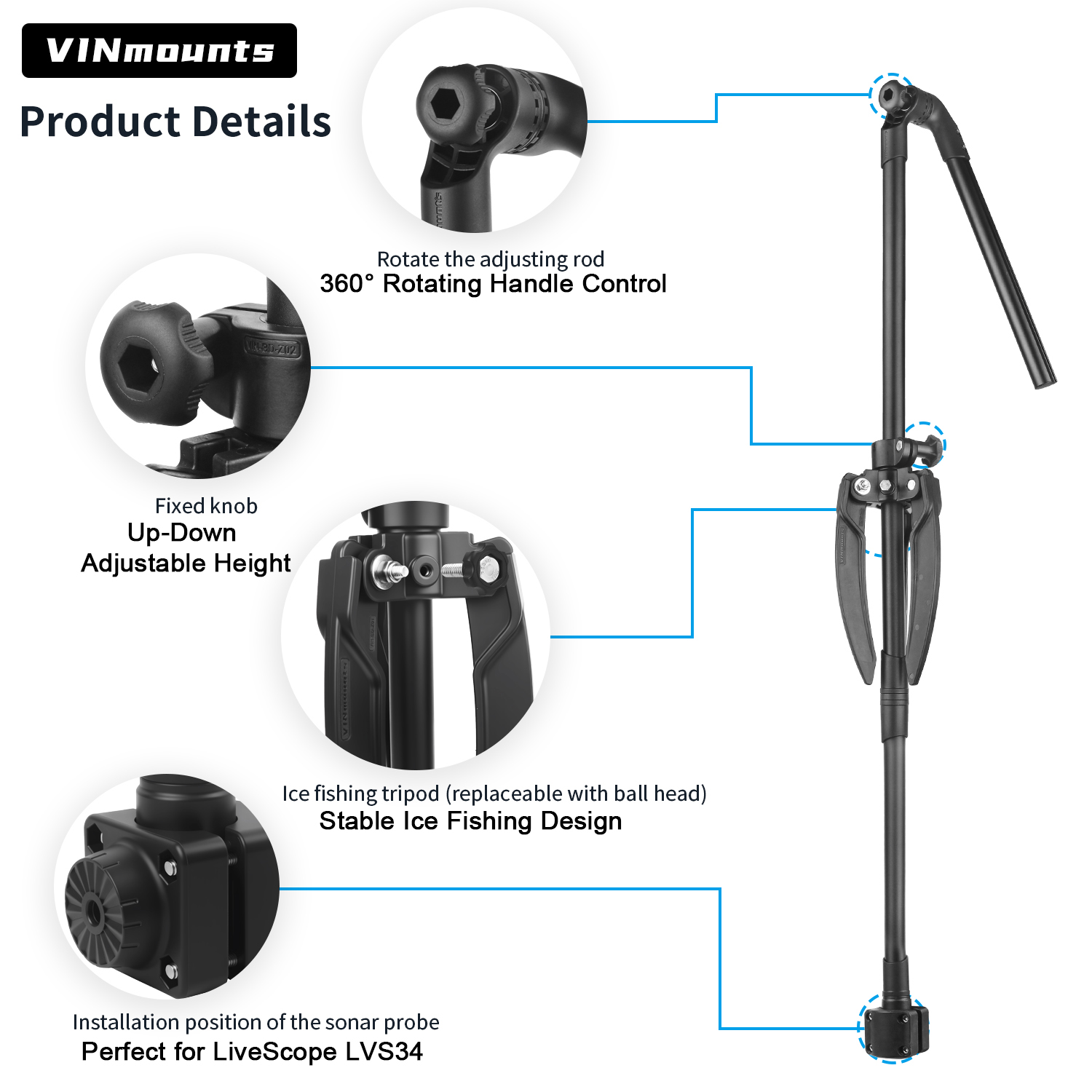 Ice Fishing Transducer Pole Mo - Fish Finder incelemesi ve fiyatı