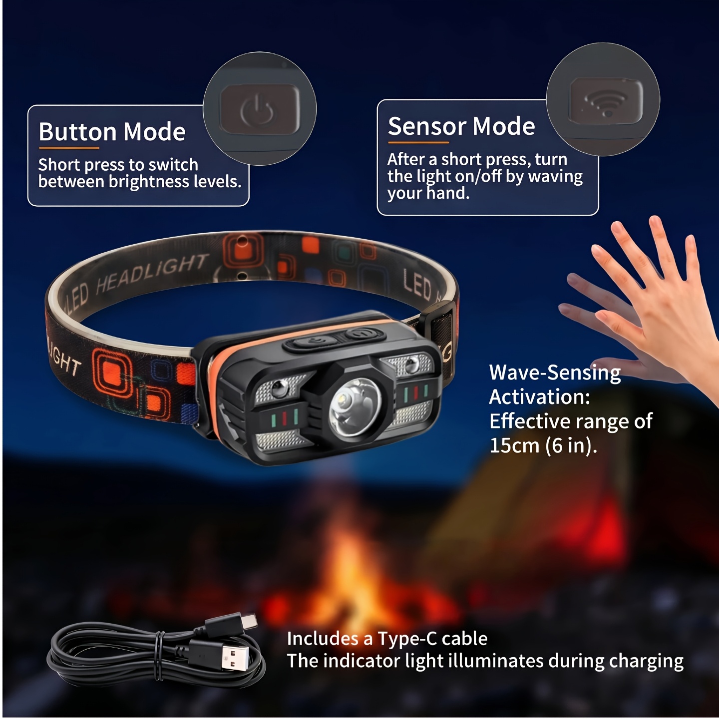 USB Rechargeable LED Headlamp  - Fish Finder Battery incelemesi ve fiyatı